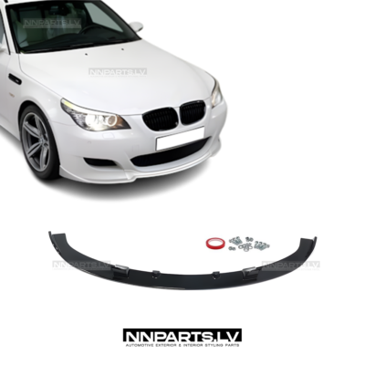 BMW E60 / E61 M5-Style priekšējā bampera uzlika, lūpa, melna, glancēta runing detaļa uz auto