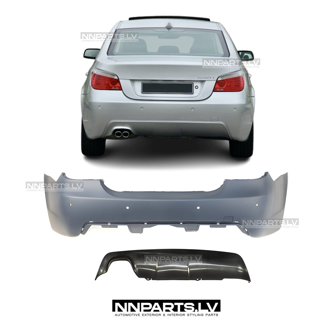 BMW E60 Pre-LCI M Sport aizmugurējais bamperis ar PDC (03-07) BMW E60 Pre-LCI M Sport aizmugurējais bamperis ar PDC (03-07) bmw tuning detaļas
