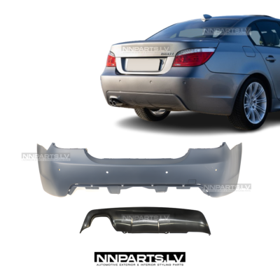 BMW E60 LCI M Sport aizmugurējais bamperis ar PDC (08-10) tuning detaļas uz auto