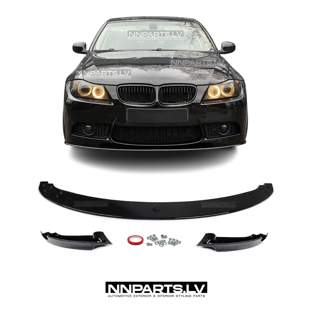 BMW E90 / E91 M3-Style priekšējā bampera uzlika BMW E90 / E91 M3-Style priekšējā bampera uzlika, lūpa, splitteris, melns, glancēts, tuning detaļas uz auto
