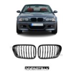 BMW E46 Coupe / Cabrio Pre-LCI priekšējās restes, nāsis, black gloss, melnas, glancētas tuning detaļas uz auto