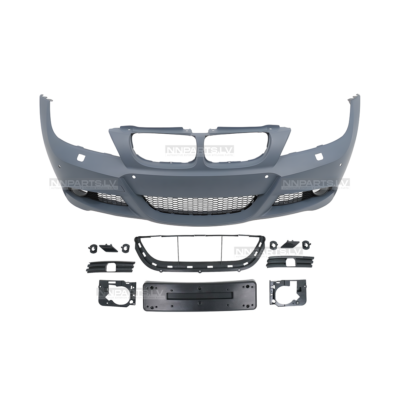 BMW E90 / E91 LCI M Sport priekšējais bamperis ar PDC (09-12), ar restēm, pelēks, gruntēts, facelift modelim