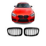 BMW F20 / F21 Pre-LCI M Style priekšējās restes, dubultās nāsis, melnas, glancētas