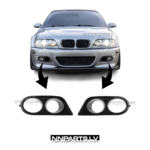 BMW E46 M3 / M3 Style priekšējā bampera miglas lukturu korpusi, melni, tuning detaļas uz auto