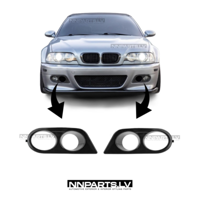 BMW E46 M3 / M3 Style priekšējā bampera miglas lukturu korpusi, melni, tuning detaļas uz auto