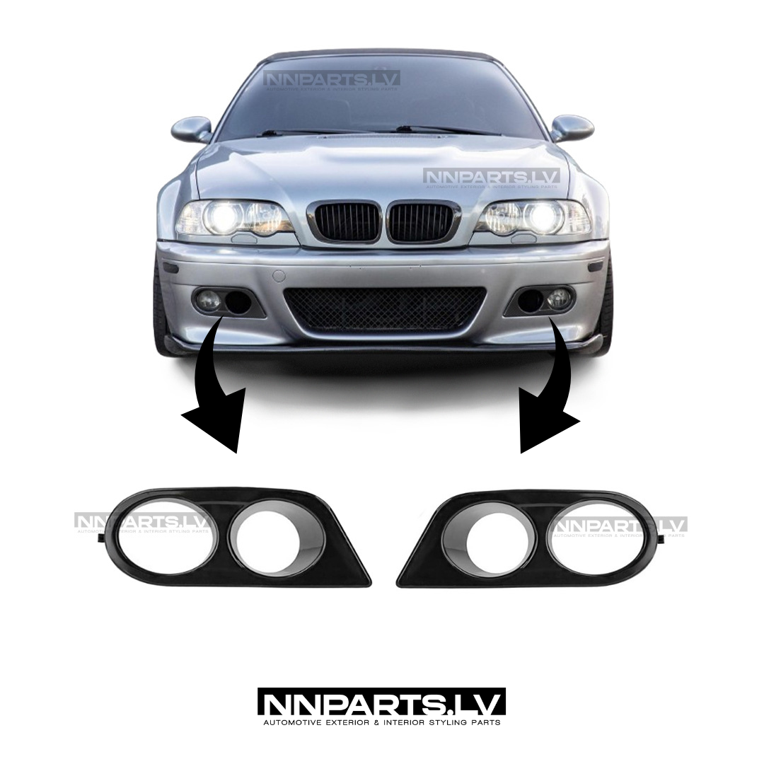 BMW E46 M3 / M3 Style priekšējā bampera miglas lukturu korpusi BMW E46 M3 / M3 Style priekšējā bampera miglas lukturu korpusi, melni, tuning detaļas uz auto