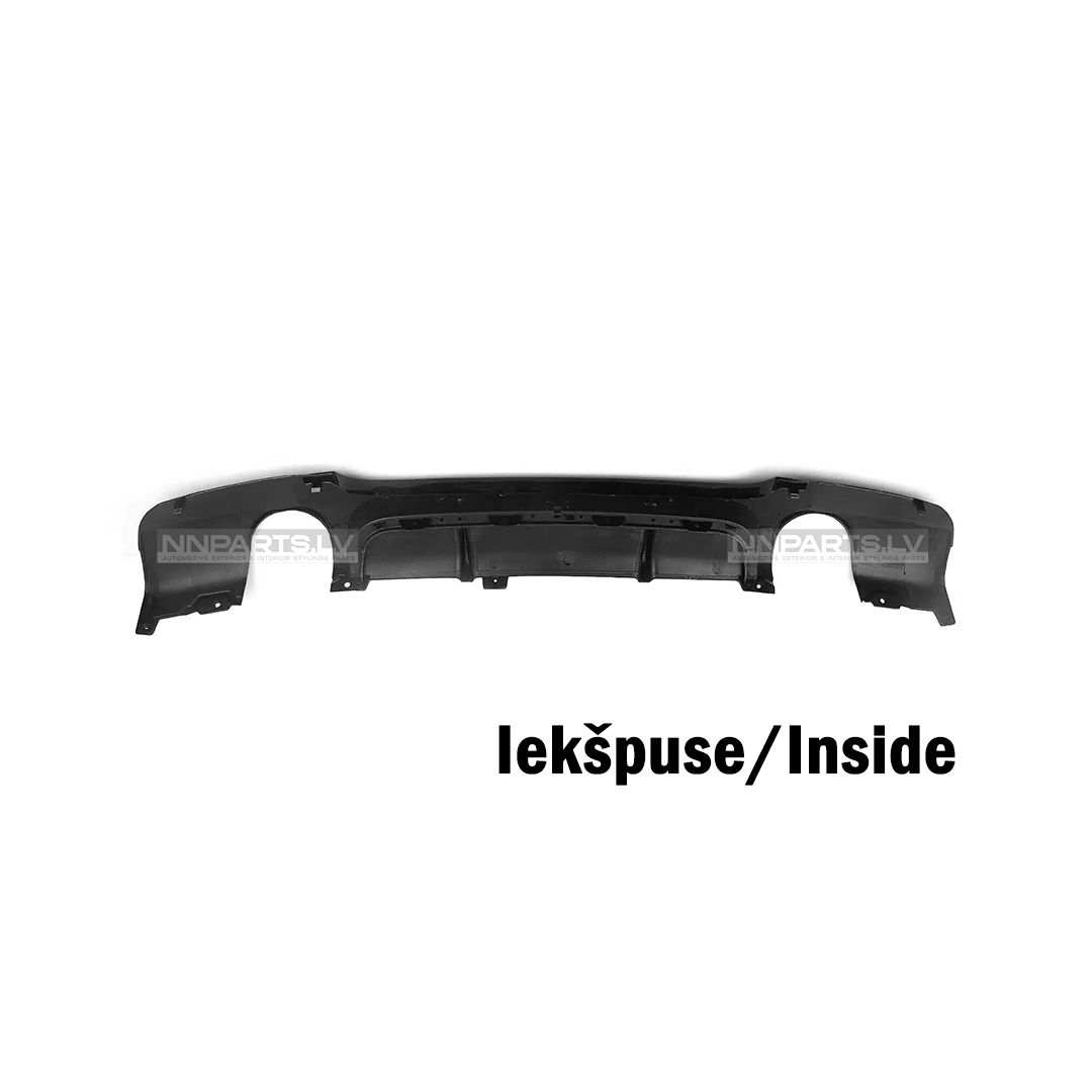 BMW E90 / E91 M Sport aizmugurējā bampera diffuzors (1×1) BMW E90 / E91 M Sport aizmugurējā bampera diffuzors (1x1), melns, gancēts, tuning detaļa no iekšpuses
