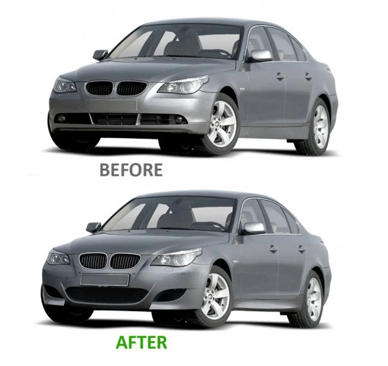 BMW E60 / E61 M5 Style priekšējais bamperis BMW E60 / E61 M5 Style priekšējais bamperis, salīdzinājums