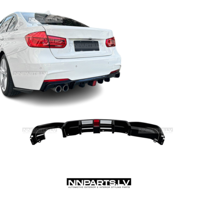 BMW F30 / F31 M Sport LED Tracklight aizmugurējā bampera diffuzors (2x0), melns, glancēts, ar LED gaismu, tuning detaļa uz auto
