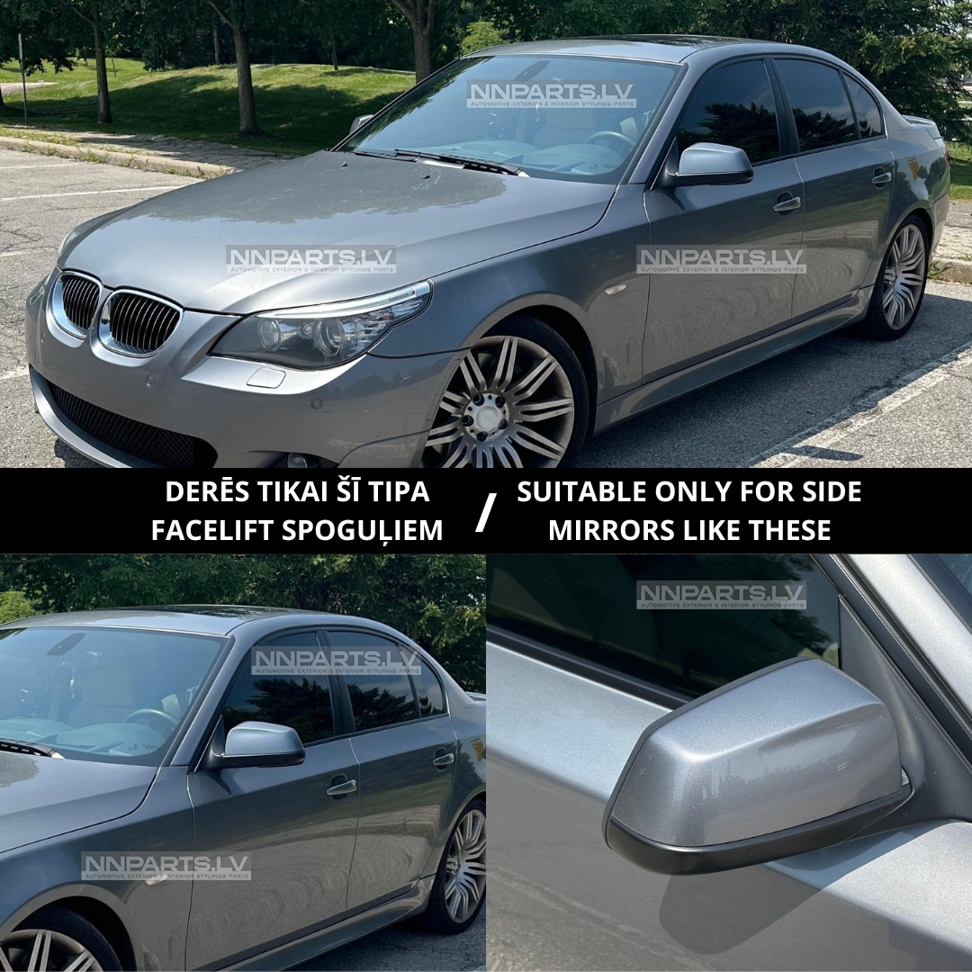 M Style side mirror caps set for BMW E60 / E61 LCI (08-10) M Style side mirror caps set for BMW E60 / E61 LCI (08-10), example