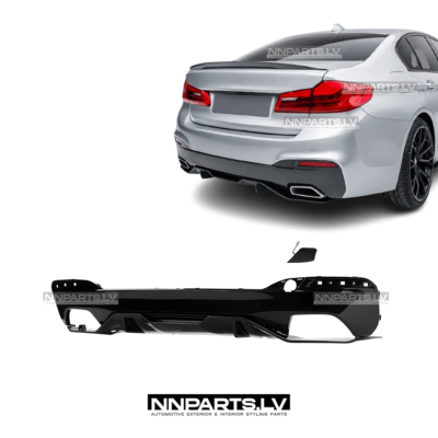 BMW G30 / G31 M Sport aizmugurējā bampera diffuzors, melns, glancēts, tuning detaļas, rezerves detaļas priekš 5.sērijas uz auto