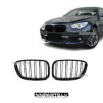 BMW F07 M Style priekšējās restes (09-17), melnas, glancētas tuning detaķas priekš 5.sērijas uz auto