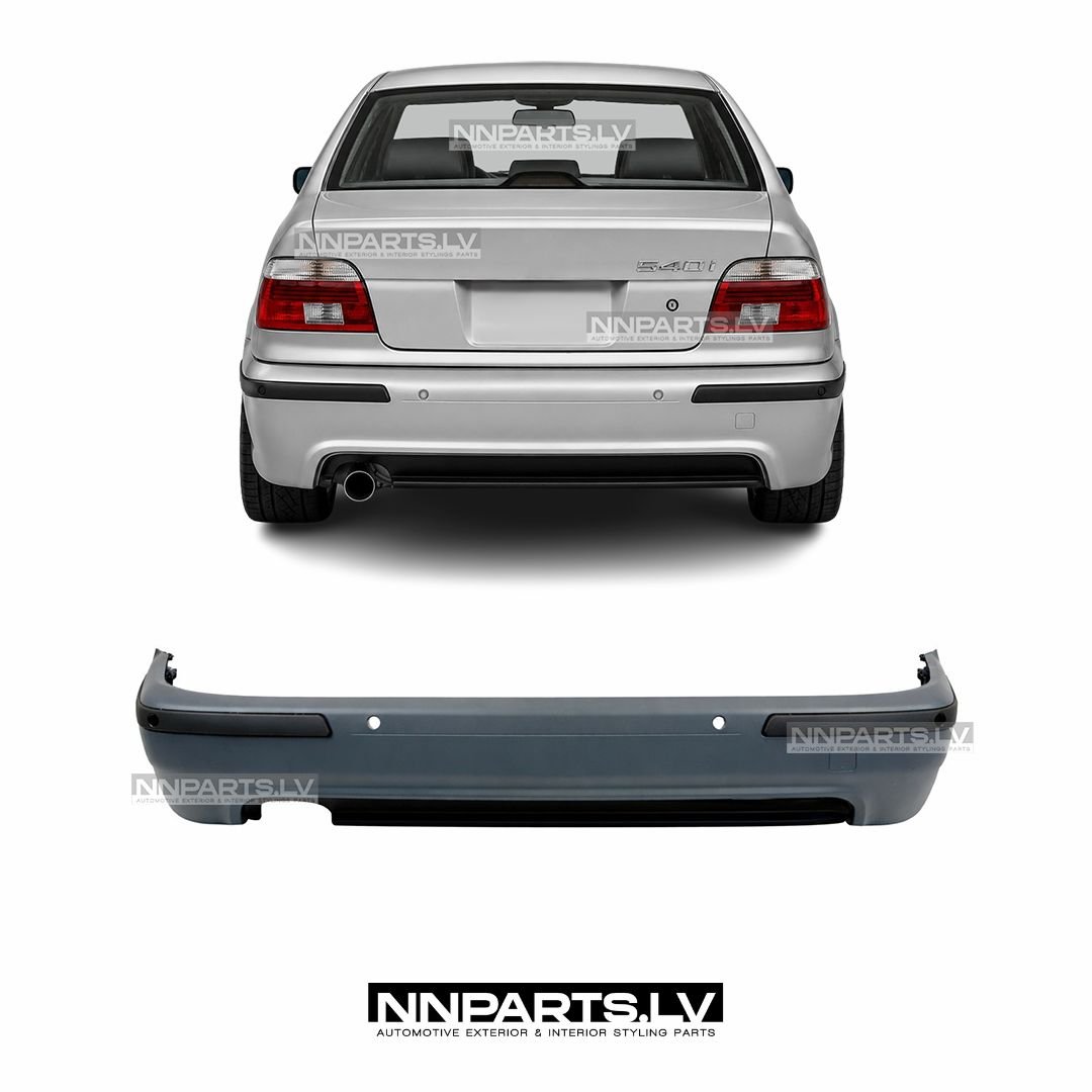 BMW E39 Sedan M Sport aizmugurējais bamperis ar PDC BMW E39 Sedan M Sport aizmugurējais bamperis ar PDC, rezerves, tuning detaļas, mpack, priekš 5.sērijas uz auto