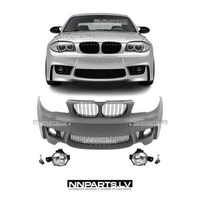 BMW E81 / E82 / E87 / E88 M1 Style priekšējais bamperis ar PDC + miglas lukturi, tuning detaļa, rezerves detaļas uz auto pa vidu