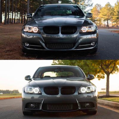 BMW E90 / E91 LCI M3 Style priekšējais bamperis bez PDC (09-12) no priekšas uz auto