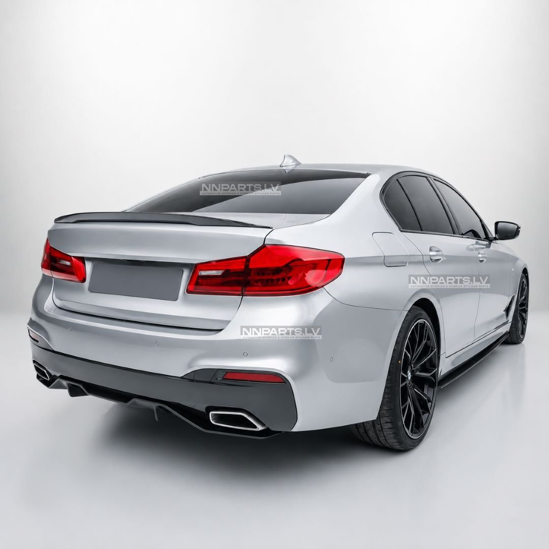 BMW G30 / G31 M Sport aizmugurējā bampera diffuzors BMW G30 / G31 M Sport aizmugurējā bampera diffuzors, melns, glancēts, piemērs