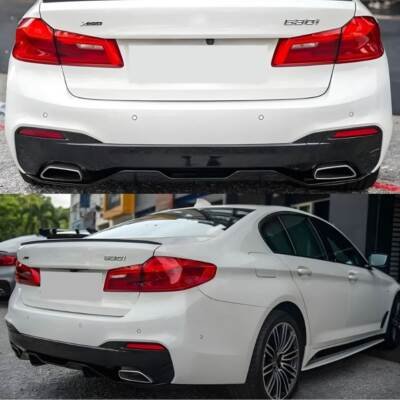 BMW G30 / G31 M Sport aizmugurējā bampera diffuzors, melns, glancēts