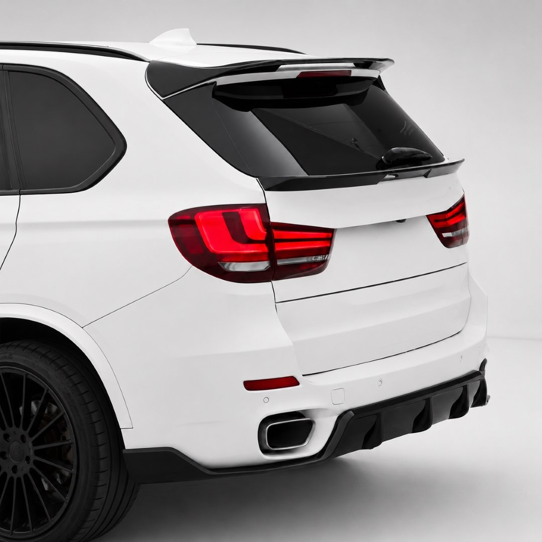 BMW X5 F15 bagāžnieka spoileris (13-18) BMW X5 F15 bagāžnieka spoileris (13-18), melns, glancēts, vizualizācija