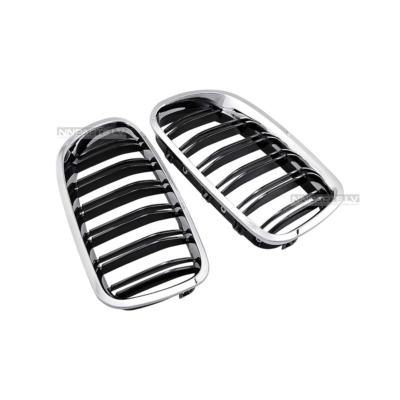 BMW F10 / F11 M Style priekšējās restes, chrome black , hromētas, melnas nāsis, tuning detaļas priekš 5sērijas no sāna