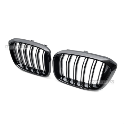 BMW G01 X3 / G02 X4 PRE LCI M Style priekšējās restes, nāsis, melnas, glancētas tuning detaļas no sāna
