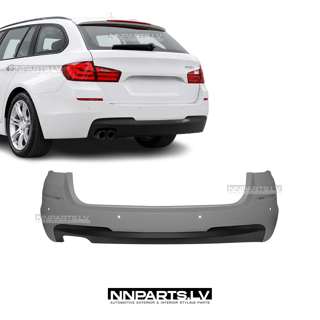 BMW F11 Touring M Sport aizmugurējais bamperis ar PDC (11-17) BMW F11 Touring M Sport aizmugurējais bamperis ar PDC (11-17), tuning, styling, mpack, mpackage, mpakas rezerves detaļas priekš 5,sērijas uz auto
