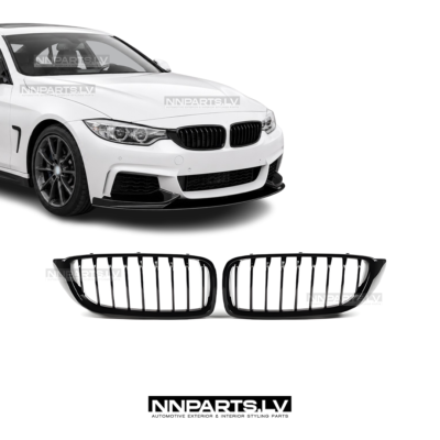 BMW F32 / F33 / F36 / F80 / F82 / F83 priekšējās restes, black gloss, nāsis, melnas, glancētas tuning, styling, rezerves detaļas priekš 4sērijas uz auto