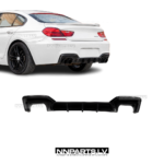 BMW F06 / F12 / F13 Performance aizmugurējā bampera diffuzors (ovāliem 2x2 uzgaļiem), melns, glancēts, priekš tuning detaļas priekš mpack 6sērijas uz auto