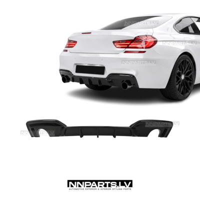 BMW F06 / F12 / F13 Performance aizmugurējā bampera diffuzors (640i / 640d), melns, glancēts, tuning, styling, rezerves detaļas priekš 6sērijas uz auto