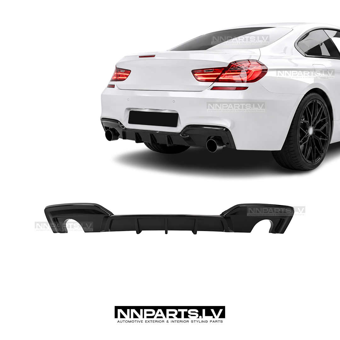 BMW F06 / F12 / F13 Performance aizmugurējā bampera diffuzors (640i / 640d) BMW F06 / F12 / F13 Performance aizmugurējā bampera diffuzors (640i / 640d), melns, glancēts, tuning, styling, rezerves detaļas priekš 6sērijas uz auto
