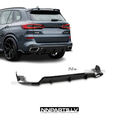 BMW X5 G05 Pre-LCI M Sport Aero Style aizmugurējā bampera diffuzors (19-23), melns, glancēts bampera spoileris, tuning detaļas uz auto
