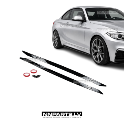 BMW F22 / F23 M Sport sliekšņu uzlikas, melnas, glancētas tuning detaļas priekš 2sērijas uz auto