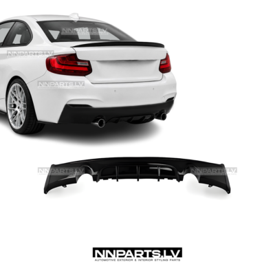 BMW F22 / F23 M Sport aizmugurējā bampera diffuzors (235 / 240), melns, glancēts, tuning detaļas priekš 2sērjas uz auto