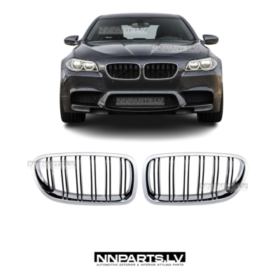 M Style front grille set for BMW F10 / F11, chrome black tuning, styling, performance parts for 5series on the car