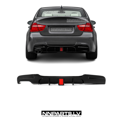 LED Tracklight Rear bumper diffuser for BMW E90 / E91 M Sport, black gloss tuning, styling parts for 3series on the car