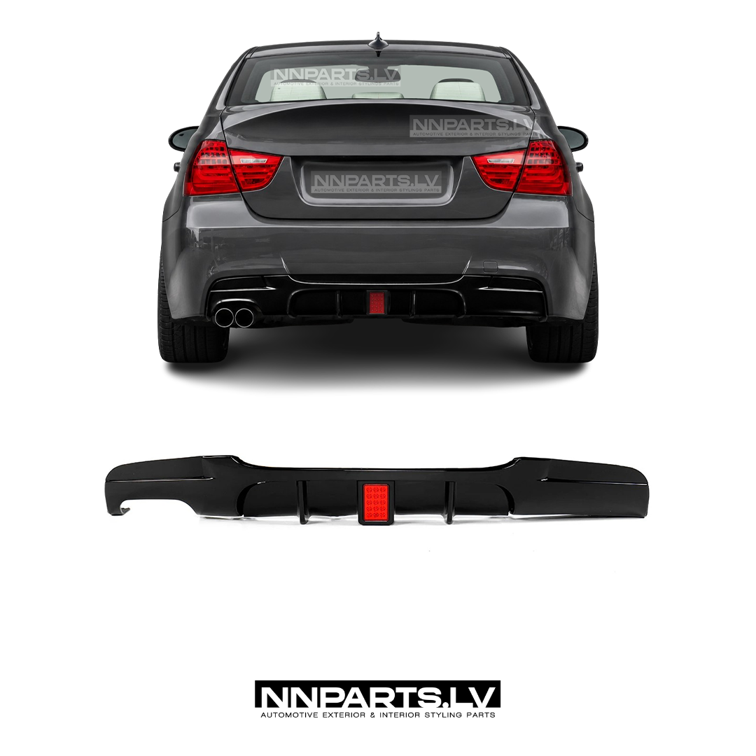 LED Tracklight Rear bumper diffuser for BMW E90 / E91 M Sport LED Tracklight Rear bumper diffuser for BMW E90 / E91 M Sport, black gloss tuning, styling parts for 3series on the car