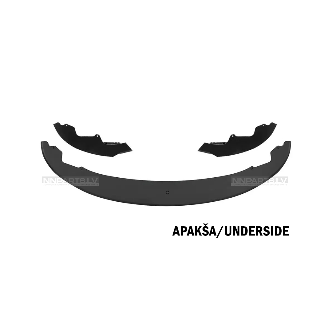 BMW F32 / F33 / F36 M Sport priekšējā bampera uzlika V2 BMW F32 / F33 / F36 M Sport priekšējā bampera uzlika V2, lūpa. spliteris, melna, glancēta tuning detaļa priekš 4sērijas pa vidu no apakšas