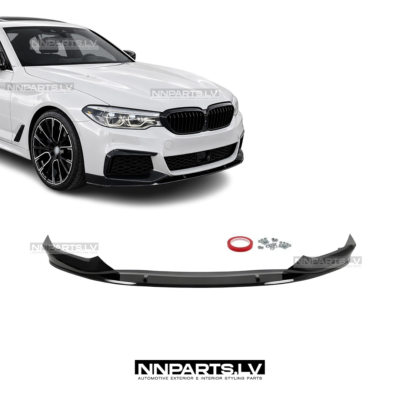 BMW G30 / G31 PRE LCI M Sport priekšējā bampera uzlika (17-20), melna, glancēta tuning detaļa priekš 5sērijas uz auto