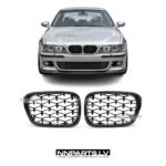 BMW E39 Diamond Style priekšējās restes, melnas, glancētas tuning, styling detaļas priekš 5sērijas uz auto