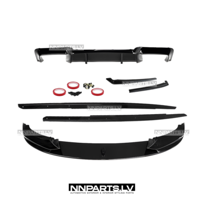 BMW F10 / F11 M Sport uzliku komplekts ar M5 Style diffuzoru melnas, glancētas tuning, styling, performance detaļas, diffuzors, splitteris, lūpa, sliekšņu uzlikas pa vidu