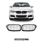 BMW F30 / F31 priekšējās restes, black gloss, melnas, glancētas nāsis. tuning, styling, rezerves detaļas priekš 3sērijas uz auto