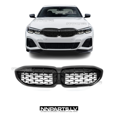 BMW G20 / G21 PRE-LCI Diamond Style priekšējā reste (18-22), melna, glancēta tuning, styling, rezerves, performance detaļa priekš 3sērijas modeļa pa vidu uz auto